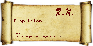 Rupp Milán névjegykártya